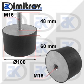 Антивибрационен тампон М16 х Ø 100 х 60 mm
